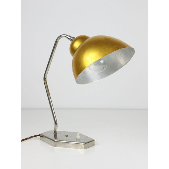Image 1 of Tischlampe aus goldfarbenem Aluminium und Chrom, 1960