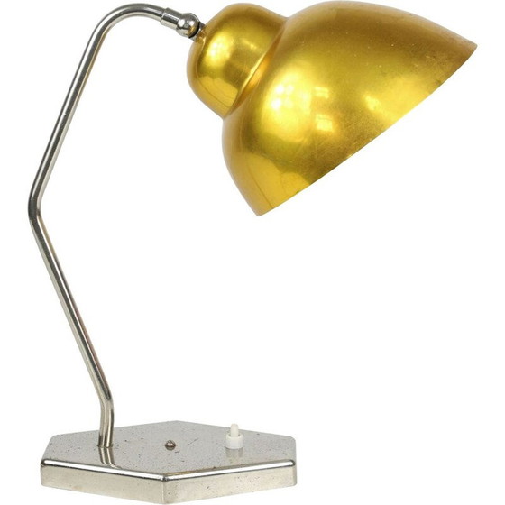 Image 1 of Tischlampe aus goldfarbenem Aluminium und Chrom, 1960