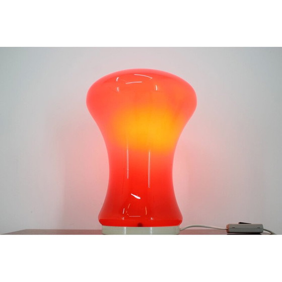 Image 1 of Vintage Tischlampe aus rotem Glas, Tschechoslowakei 1970