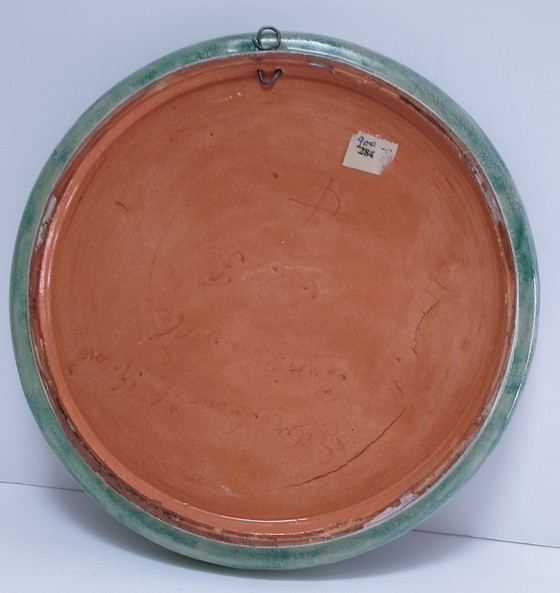 Image 1 of Emaillierter Terrakotta-Teller Signiert Vintage