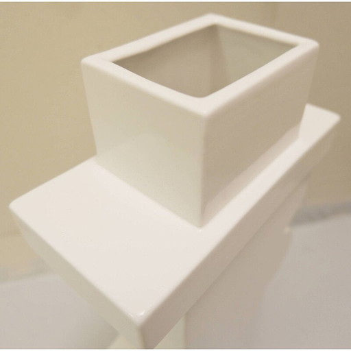 Memphis Vase aus weißer Keramik von Florio keramia, Italien