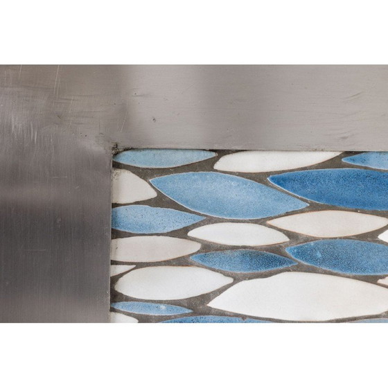 Image 1 of Rechteckiger Vintage-Esszimmertisch aus poliertem Metall und Keramik, 1970