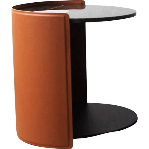 Vintage Harmon Beistelltisch aus Aluminium und Leder von Camerich