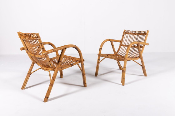 Image 1 of 1970'S Italienisches Design Rattan Innen/Außen Set