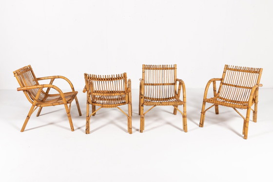 Image 1 of 1970'S Italienisches Design Rattan Innen/Außen Set