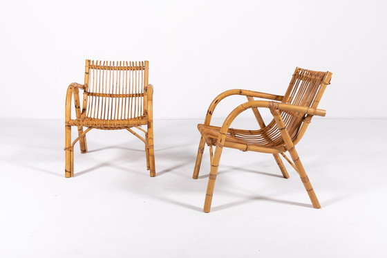 Image 1 of 1970'S Italienisches Design Rattan Innen/Außen Set