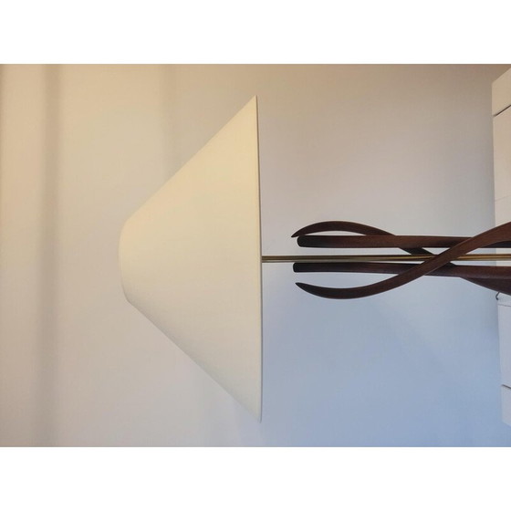 Image 1 of Paar Vintage-Lampen aus Walnussholz und Messing, Vereinigte Staaten 1960