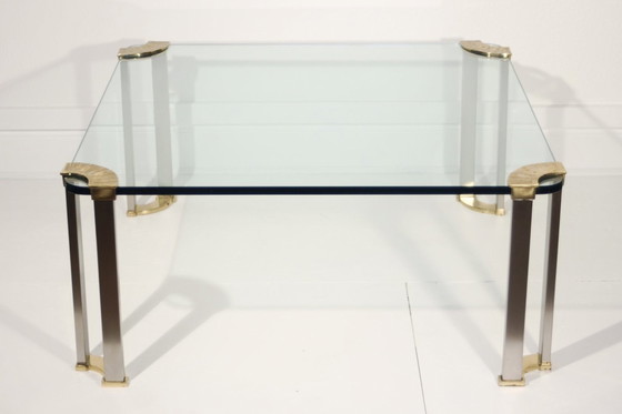 Image 1 of Vintage Couchtisch Aus Bronze & gehärtetem Glas Design Peter Ghyczy, 1970S