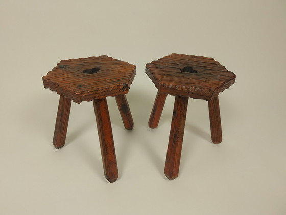 Image 1 of 2 X Vintage Spanisch Brutalist Hocker