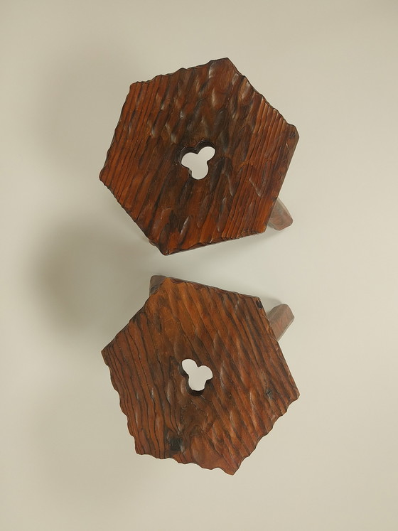 Image 1 of 2 X Vintage Spanisch Brutalist Hocker