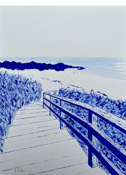 Strand der Dünen. Acryl Von Frédéric Cadiou