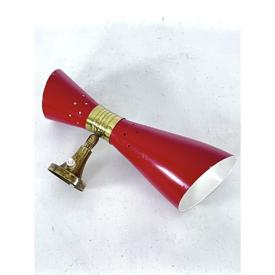Image 1 of Vintage-Wandleuchte aus Messing und lackiertem Aluminium von Stilnovo, Italien 1950