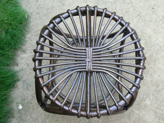 Image 1 of Vintage Rattan Hocker im Stil von Pierantonio Bonacina 1950s