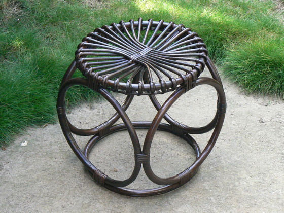 Image 1 of Vintage Rattan Hocker im Stil von Pierantonio Bonacina 1950s