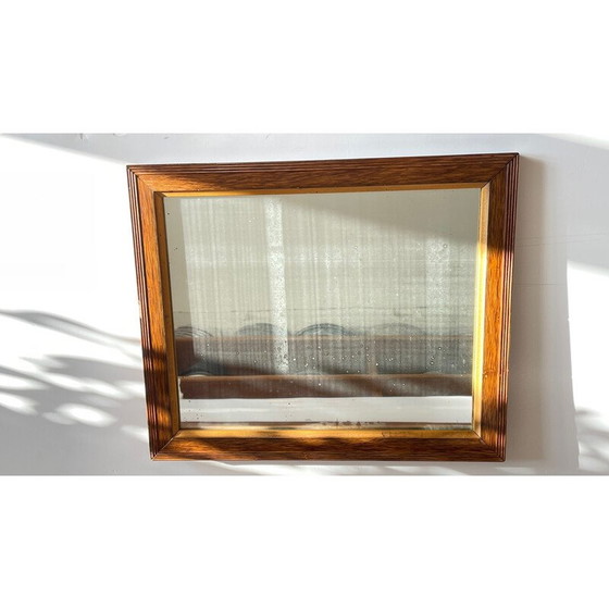 Image 1 of Vintage Art Deco Spiegel mit Holzrahmen und Silberbeschichtung, 1920