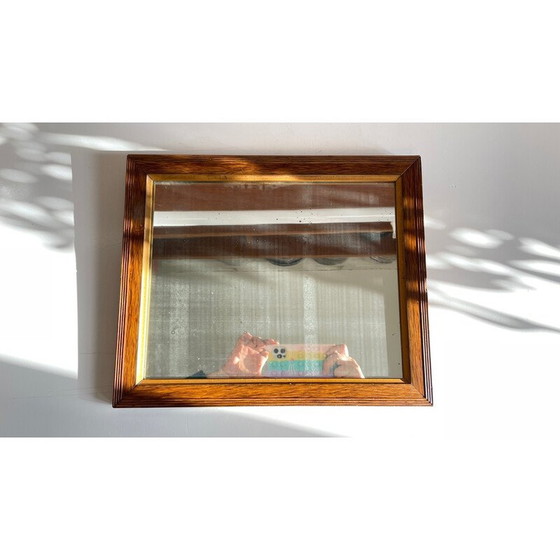 Image 1 of Vintage Art Deco Spiegel mit Holzrahmen und Silberbeschichtung, 1920