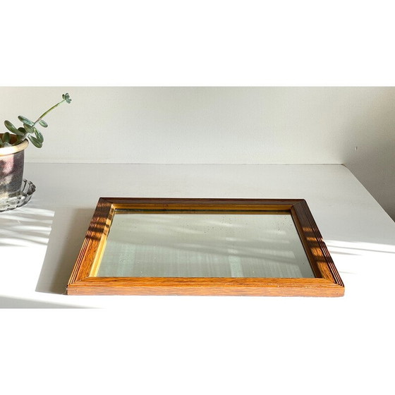 Image 1 of Vintage Art Deco Spiegel mit Holzrahmen und Silberbeschichtung, 1920