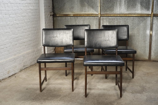 4 Esszimmerstühle im belgischen Design, 1960er Jahre