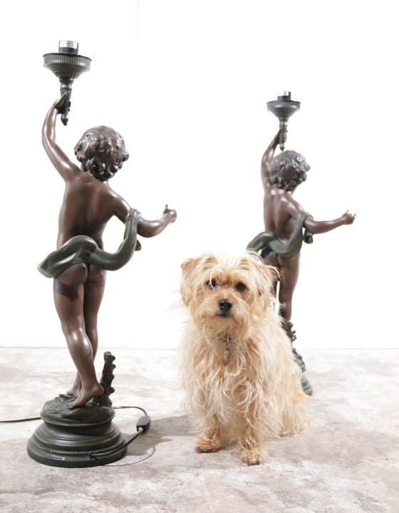 Image 1 of 2x Putti-Lampen A Moreau