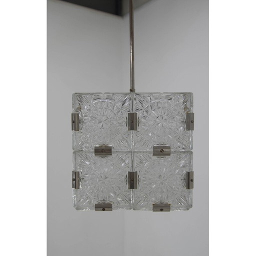 Mid Century Glas-Hängeleuchte von Kamenicky Senov, Tschechoslowakei 1970er Jahre
