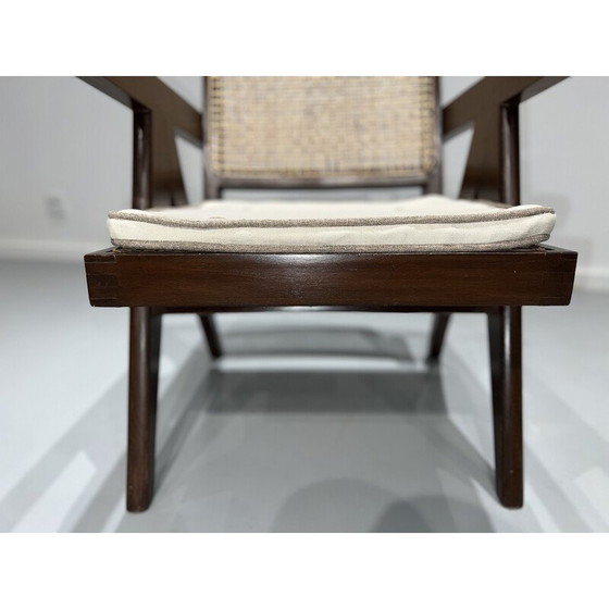 Image 1 of 2x Chandigarh Vintage Sessel aus Teakholz und Schilfrohr