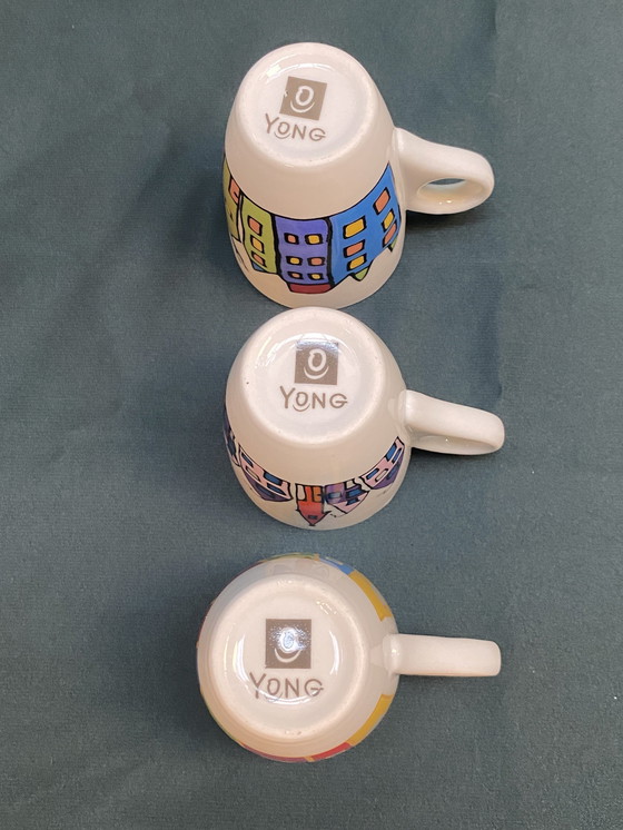 Image 1 of Set von 6X Yong farbigen Kaffeebechern mit Hausdruck