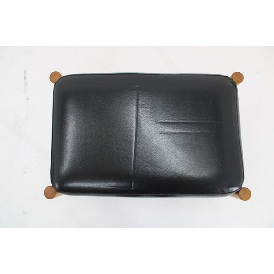 Image 1 of Vintage Hocker aus Leder und Buche, Dänemark 1960
