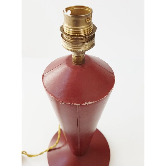 Image 1 of Vintage Tischlampe aus rotem Leder