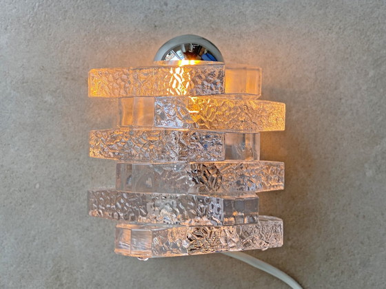 Image 1 of 1x Glas Peill & Putzler Tischlampe, deutsche Eisglasleuchte