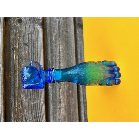 Image 1 of Vintage-Flasche aus blauem Glas, Italien 1950