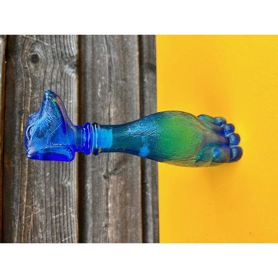 Image 1 of Vintage-Flasche aus blauem Glas, Italien 1950