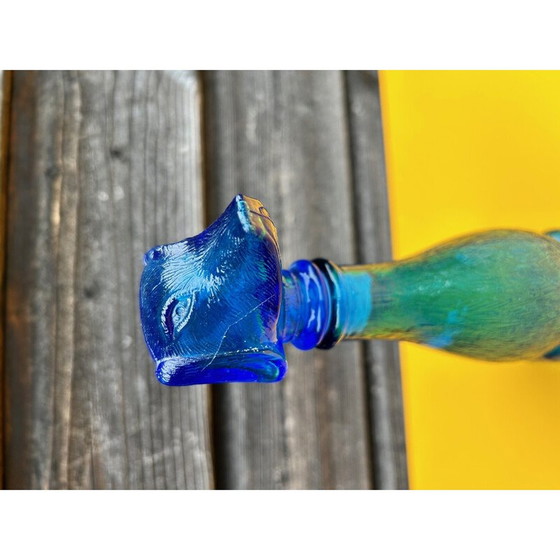 Image 1 of Vintage-Flasche aus blauem Glas, Italien 1950