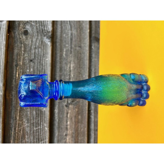 Image 1 of Vintage-Flasche aus blauem Glas, Italien 1950