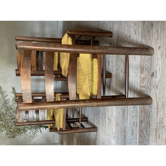 Image 1 of Satz von 6 Strohstühlen von Georges Robert, Frankreich 1950