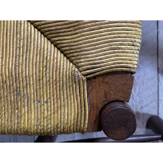 Image 1 of Satz von 6 Strohstühlen von Georges Robert, Frankreich 1950