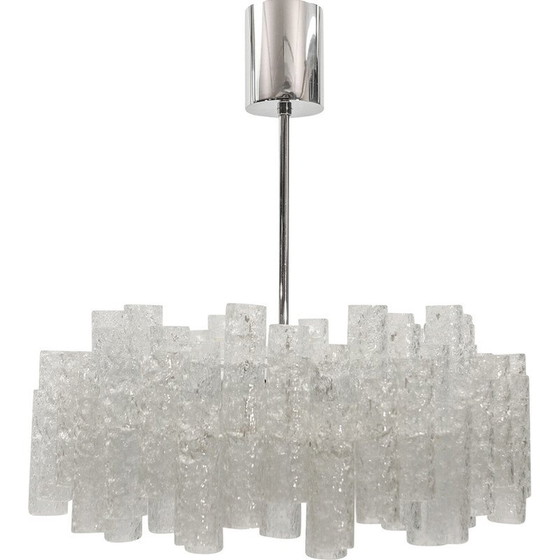 Image 1 of 2-stöckiger Kronleuchter aus glasiertem Glas für Doria Leuchten, Deutschland 1960