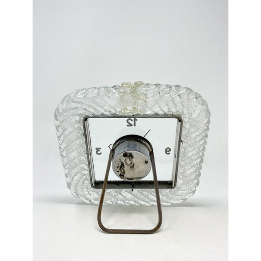 Mid-Century Art Deco Tischuhr aus Muranoglas, 1950er Jahre