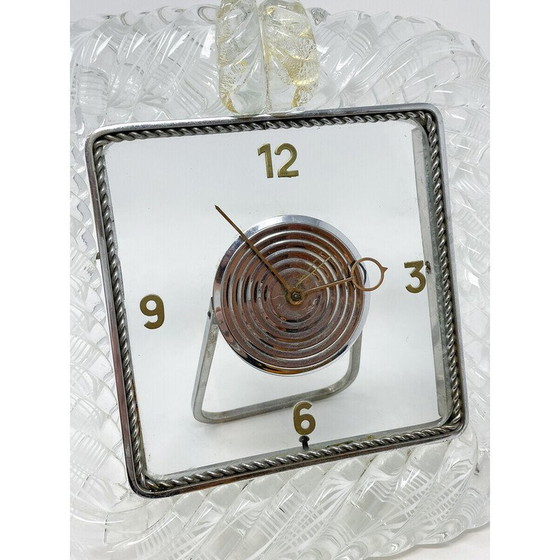 Image 1 of Mid-Century Art Deco Tischuhr aus Muranoglas, 1950er Jahre