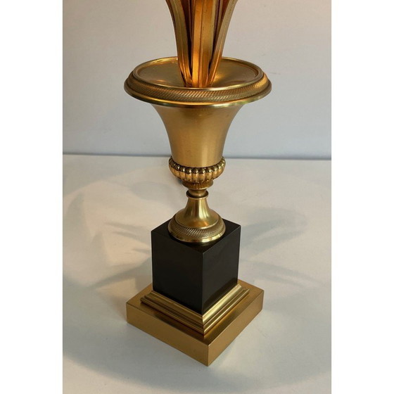 Image 1 of Paar alte Palmenlampen aus Chrom und Messing, Frankreich 1970