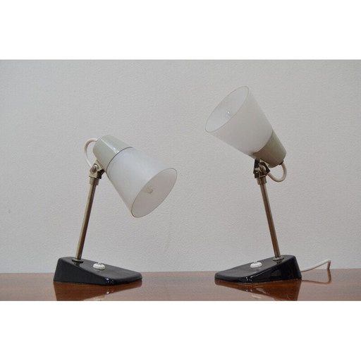 Paar alte Lampen aus Glas, Keramik und Metall, Tschechoslowakei 1970