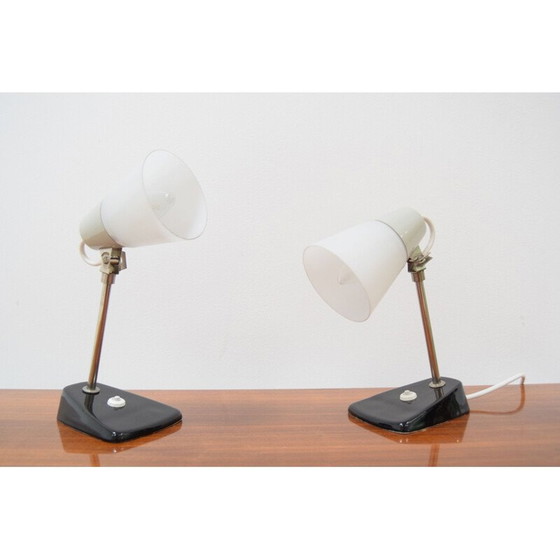 Image 1 of Paar alte Lampen aus Glas, Keramik und Metall, Tschechoslowakei 1970