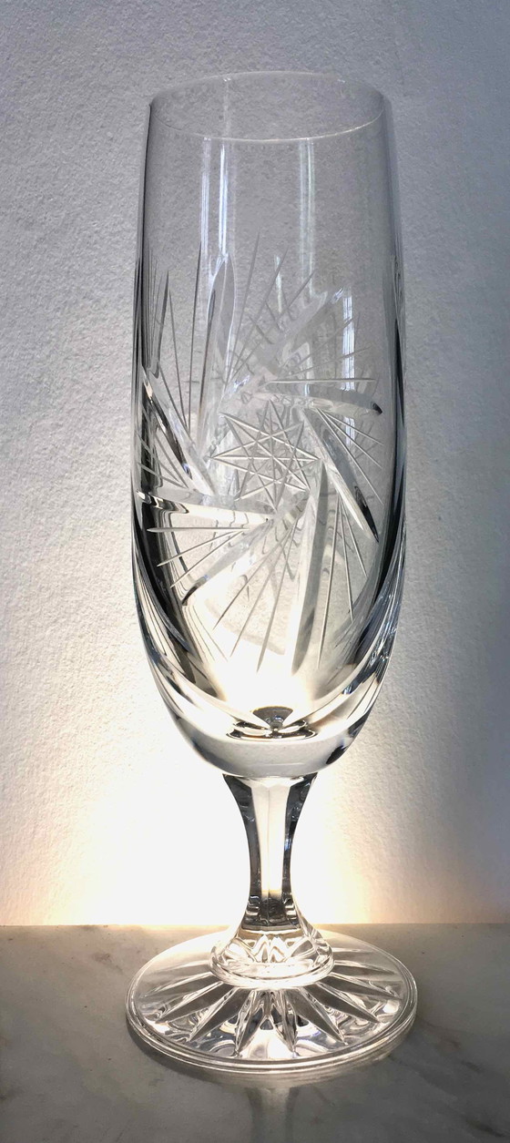 Image 1 of Set Aus 7 Champagnerflöten Aus Geschliffenem Kristallglas