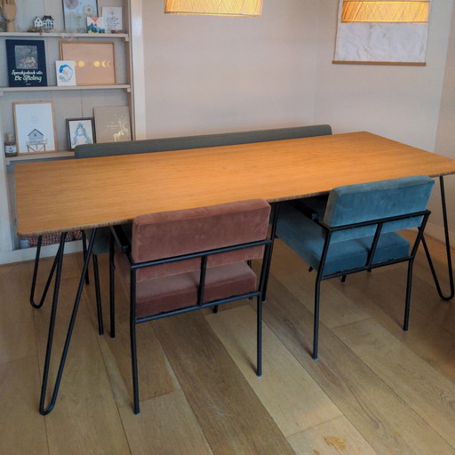 Fest Amsterdam Dining Set Ray Bamboo Tisch, 2X Montag Stuhl, Montag Dining Sofa
