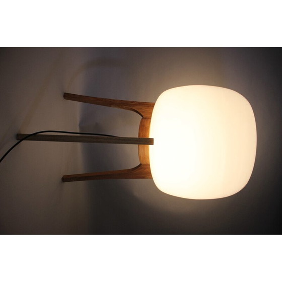 Image 1 of Vintage-Lampe aus Glas und Eichenholz, 1970er Jahre