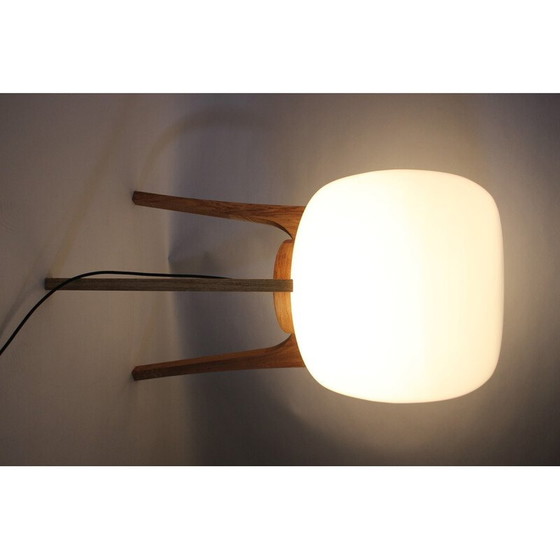 Image 1 of Vintage-Lampe aus Glas und Eichenholz, 1970er Jahre