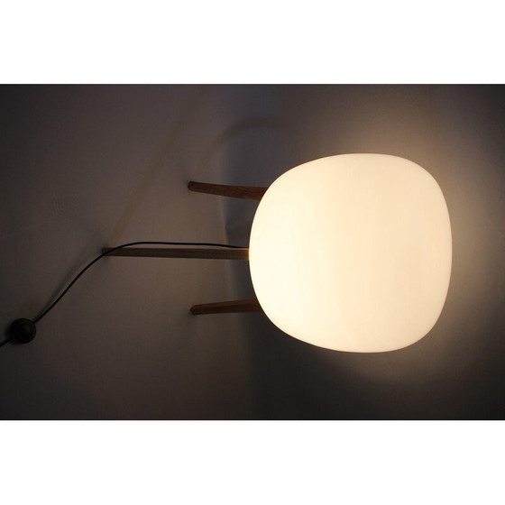 Image 1 of Vintage-Lampe aus Glas und Eichenholz, 1970er Jahre