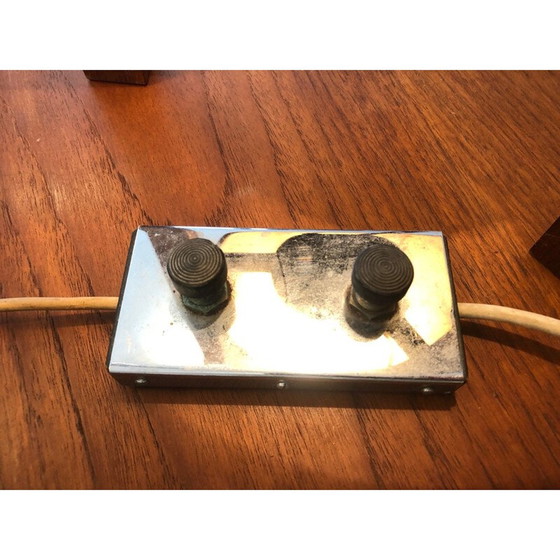 Image 1 of Skandinavische Vintage-Stehleuchte aus beigem Segeltuch und Palisanderholz 1960