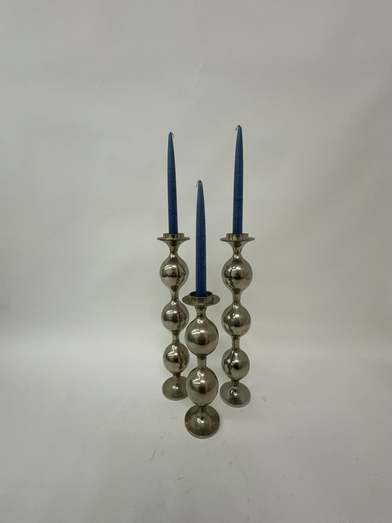 Image 1 of Satz von 3 Kerzenständer Vintage Kandelaber 1970er