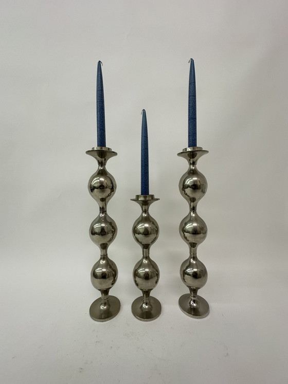 Image 1 of Satz von 3 Kerzenständer Vintage Kandelaber 1970er