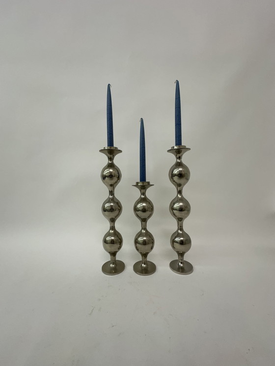 Image 1 of Satz von 3 Kerzenständer Vintage Kandelaber 1970er